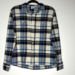 New Gap Organic Cotton Flannel Long Sleeve Button Down Shirt Boys Size 18-20